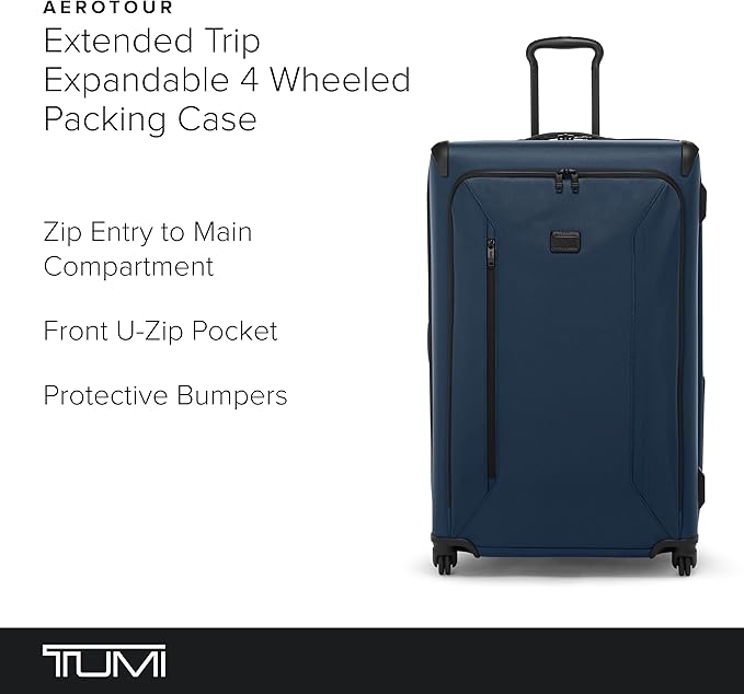 TUMI - Aerotour 4 Wheel Expandable Luggage - Men's and Women's Lightweight Business and Leisure Travel Suitcase - 31" Extended Trip Expandable Packing Case, Navy