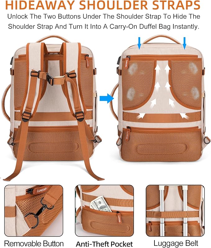 Travel Laptop Backpack,42L Carry on Luggage, Flight Approved Expandable Backpack,Business Anti Theft Weekender Bags for Women Men, Water Resistant Expandable Backpacks With 4 Packing Cubes