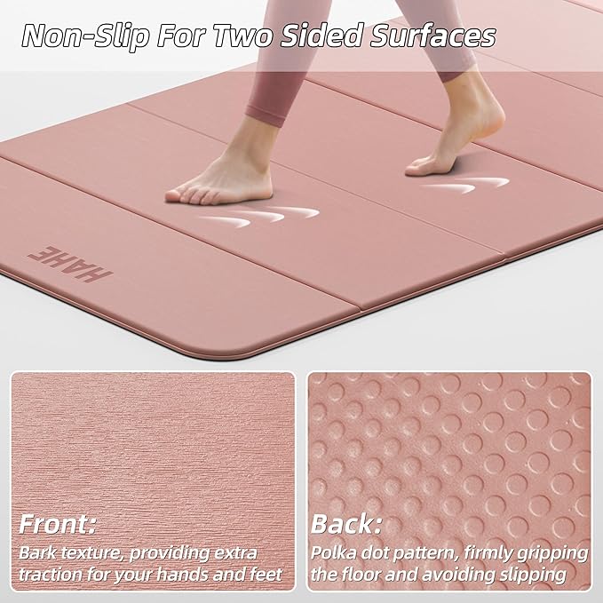 Foldable Yoga Mat, 74"Lx32"Wx1/3"Thick, Folding Exercise Mat, Non-slip Wide Pilates Mats for Home Workout/Travel, Portable Yoga Mat Thick for Yoga/Pilates/Camping/Floor Exercises