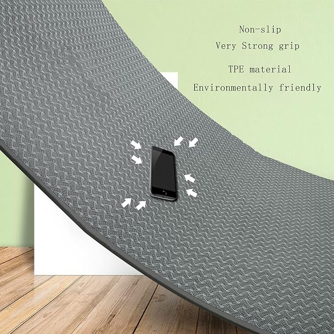 Yoga Mat 1/3 inch QMKGEC Exercise Mats 8mm TPE Non-Slip Extra Thick High-Density Eco Friendly for Yoga Workout Pilates Yoga Mats for Women Men
