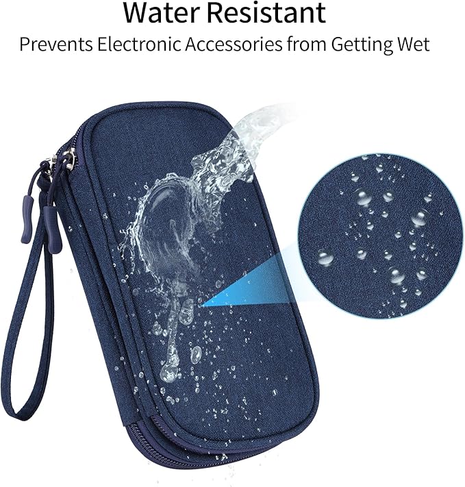 JIAKAI Travel Cable Organizer Electronics Accessories Bag for Charger, Phone, memory card,Travel Gadget Bag-Blue