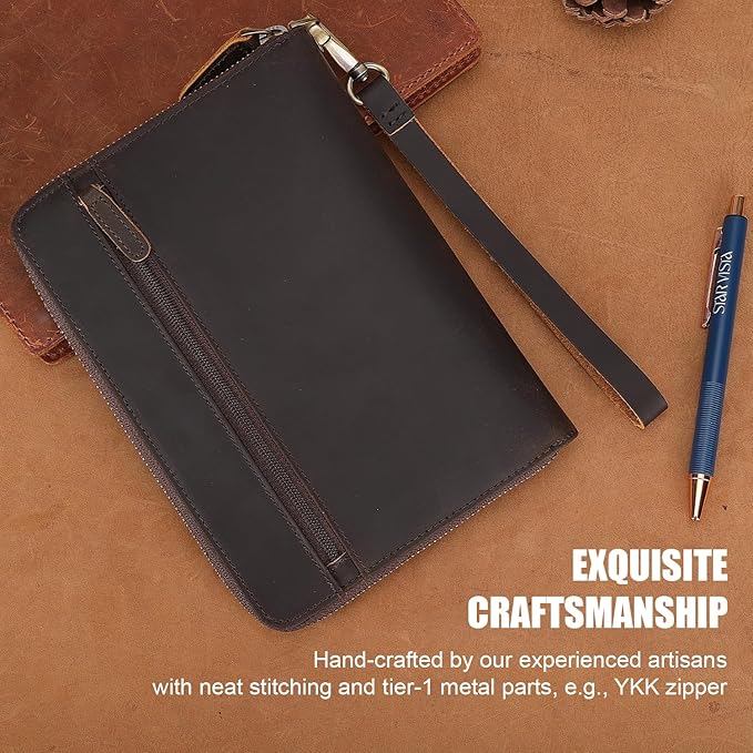 STAR VISTA Lorenzo Full Grain Leather Family Passport Wallet for 4, Large Travel Document Organizer for Exquisite Voyagers, Multi-Currency Compartments, RFID Blocking, AirTag Track, Dark Brown