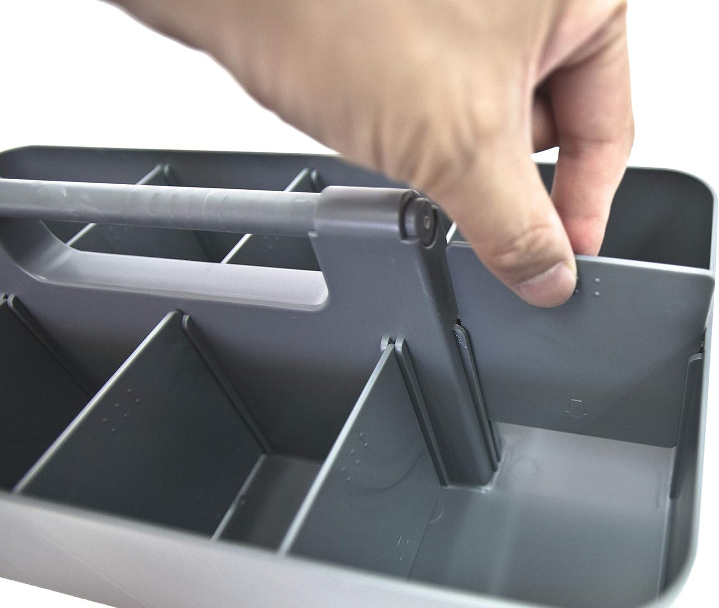 -Large Portable Caddy, DIY Dividers, 8 Compartments, School Office Supplies Home Business Organizer,Portable Basket with Handle Storage Made in USA (4 PACK, Orion Gray)