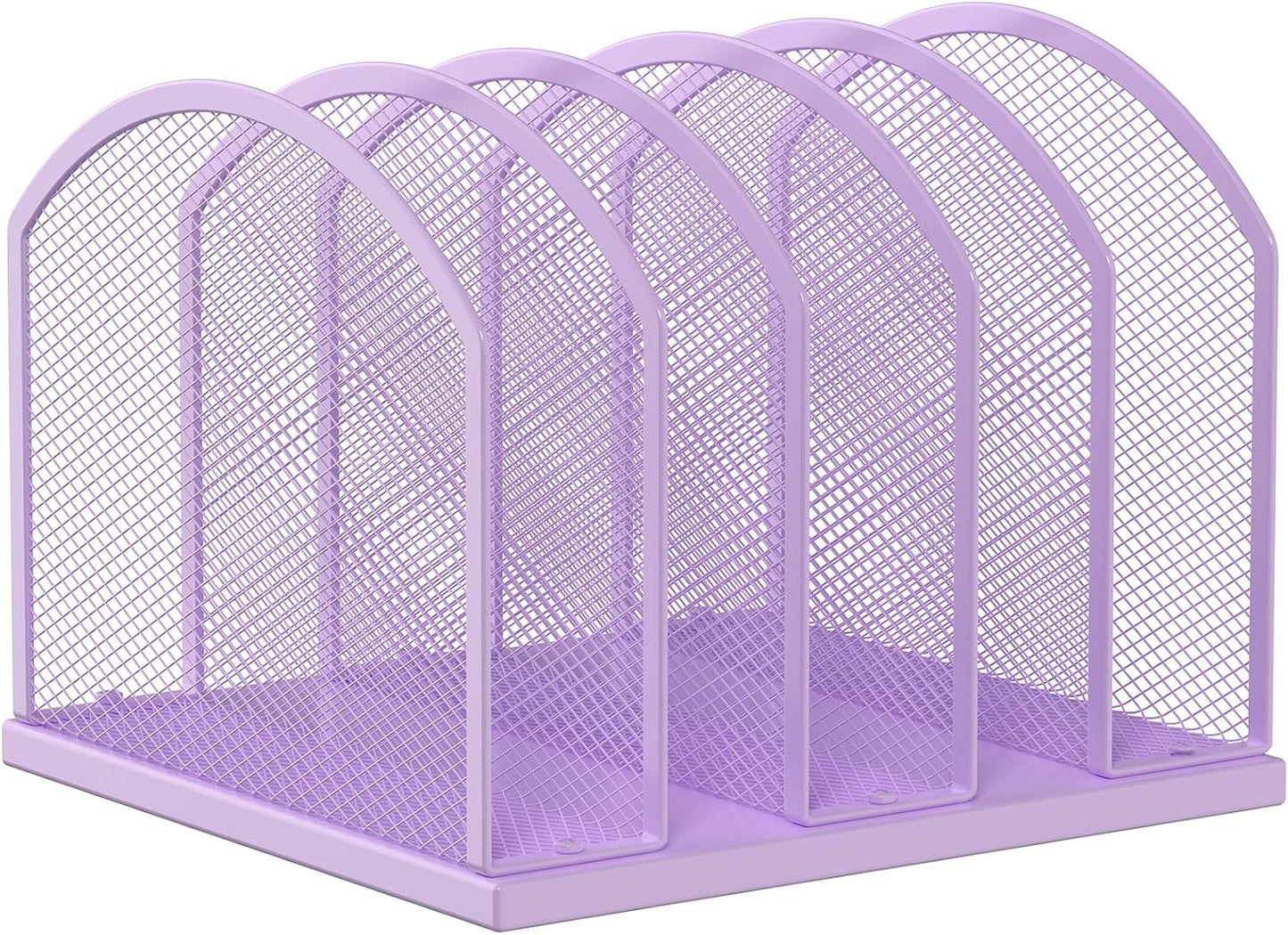 5-Section Vertical Desktop Organizer, 5-Section Mesh File Folder Stand Sorter for Office Home Classroom Organization (1, Purple)