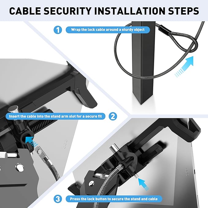AboveTEK Anti-Theft iPad Kiosk Stand, 360° Swivel POS Tablet Mount with Security Cable & Key, Fits 7–13-inch iPad & Samsung Galaxy Tab, Perfect for Retail & Business