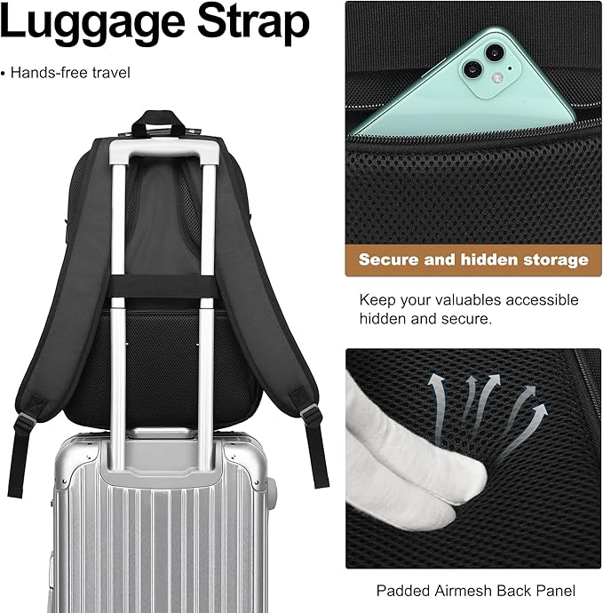 Boavan Laptop Backpack for men, 17.3 inch Laptop Bag with USB Port, Waterproof Travel Work Backpack Purse, Anti-Theft Teacher Nurse Doctor Casual Bookbags Office Business backpack，Black&Dark Grey