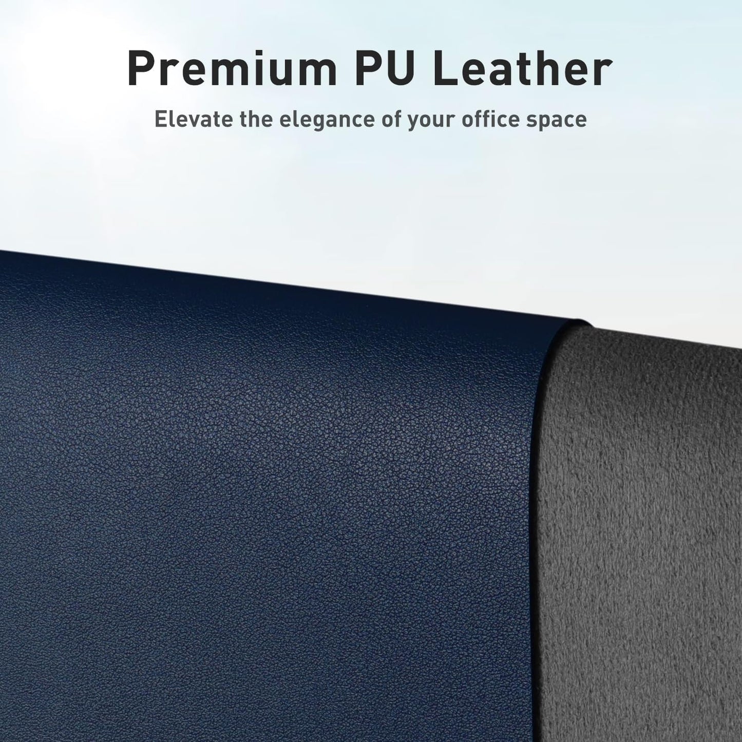 Aothia Leather Desk Pad Protector, Mouse Pad & Office Mat - Non-Slip PU Leather Desk Blotter, Laptop & Writing Pad - Waterproof for Office & Home (Dark Blue, 36" x 17")