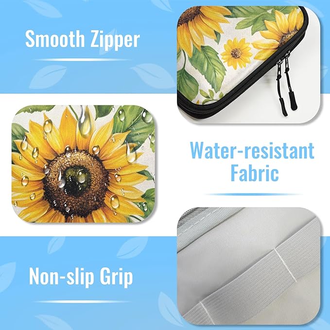 Sunflower Electronics Travel Organizer Case, Tech Accessories Cable Storage Bag for Cords, Charger, Phone, Hard Drive