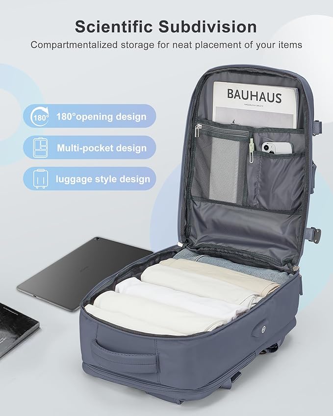 Carry On Backpack for Women, Large Travel Backpack Flight Approved, Waterproof 14 Inch Laptop Backpack Business Work Backpacks Men Mochila De Viaje, Blue