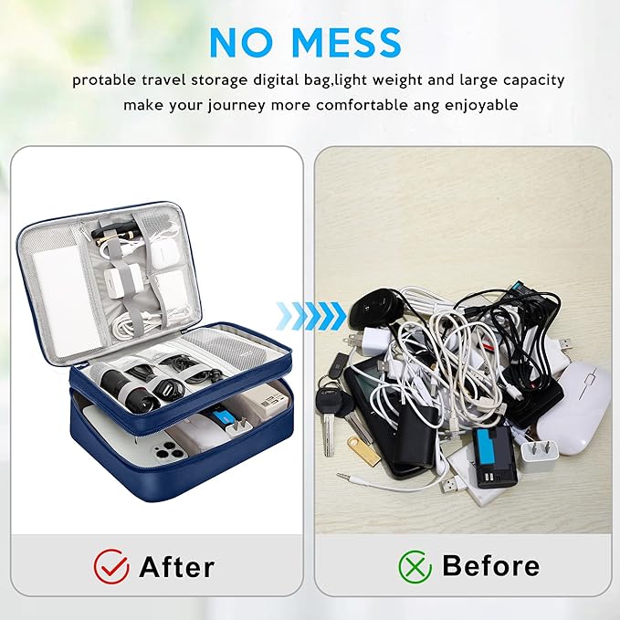 Electronic Organizer Travel Case, Travel Cord Organizer Case Portable Waterproof Cable Organizer Bag for Charger, Cord, USB, Power Bank, Earphone
