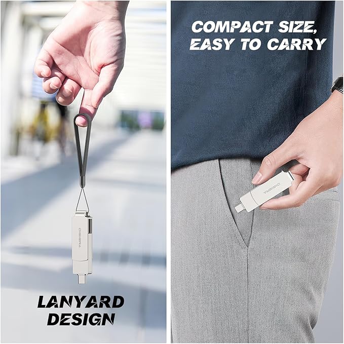 256GB 2‑in‑1 USB‑A & USB‑C Flash Drive, USB 3.2 Gen 2 Thumb Drive, 500MB/s Read 400MB/s Write, 360° Swivel Compact Aluminum Memory Stick for File Transfer, Backup & Travel Storage