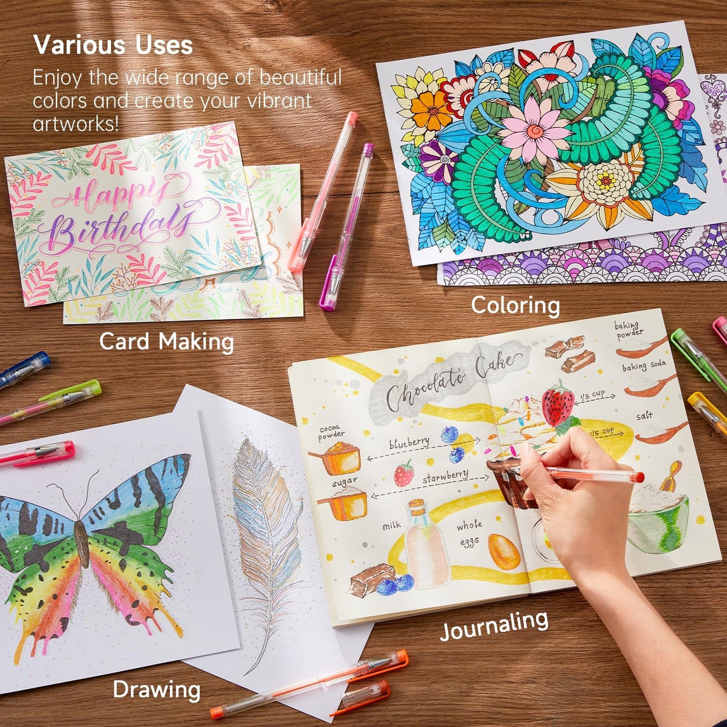 Shuttle Art 360 Pack Gel Pens Set, 180 Colors Gel Pen Set Plus 180 Color Refills Perfect for Adult Coloring Books Doodling Drawing Art Markers