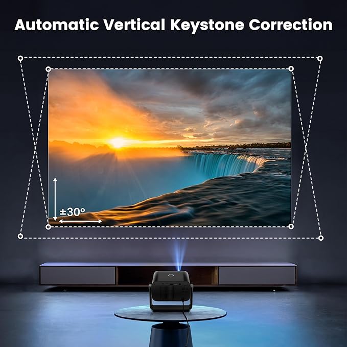 Projector with WiFi and Bluetooth - Mini Projector Short Throw[145°Adjustable-Stand & Electric Focus & Auto Keystone 50% Zoom] PUTRIMS Portable 1080P Home Outdoor Movie Proyector for TV Stick/Phone