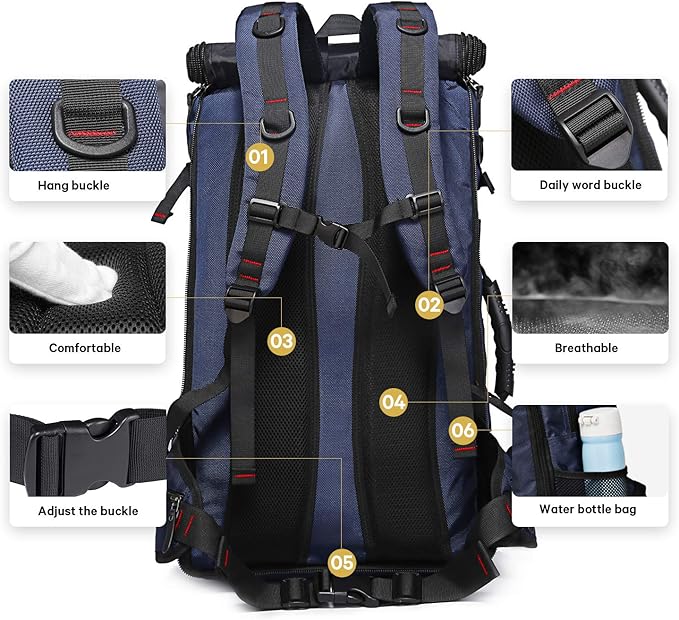 KAKA Travel Backpack, Carry On Backpack Durable Convertible Duffle Bag Fit for 15.6 Inch Laptop for Men and Women(Medium 35L)