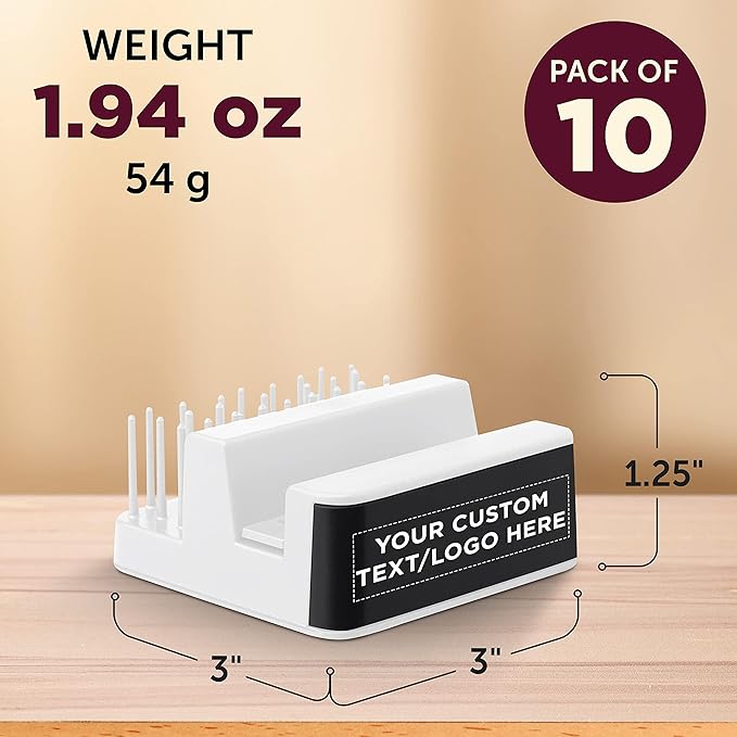 DISCOUNT PROMOS Custom Light Up Logo Phone Stands Set of 10, Personalized Bulk Pack - Essential Smartphone Accessory, Perfect for Office and Home - White