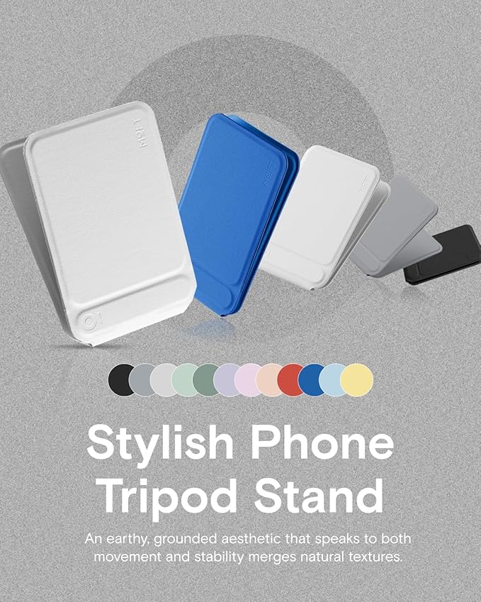 MOFT Phone Tripod Stand Selfie Stick for iPhone, Multi-Angles iPhone Stand, Lightweight & Portable Phone Holder, Strong Magnets, MOVAS Vegan Leather, Travel Essentials, Misty Cove (Without Card Slot)