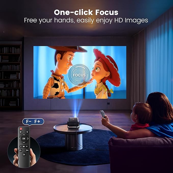 Projector with WiFi and Bluetooth - Mini Projector Short Throw[145°Adjustable-Stand & Electric Focus & Auto Keystone 50% Zoom] PUTRIMS Portable 1080P Home Outdoor Movie Proyector for TV Stick/Phone