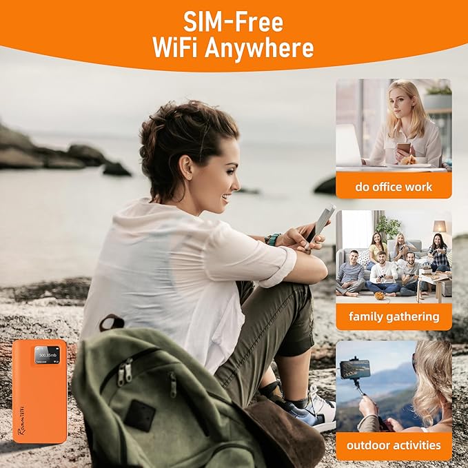 RoamWiFi 4G LTE Mobile Hotspot Router Worldwide Portable High Speed Hotspot with US 1GB Data 30Day No SIM Card Needed 10 Connected Devices Pocket Hotspot for Travel in 170+ Countries