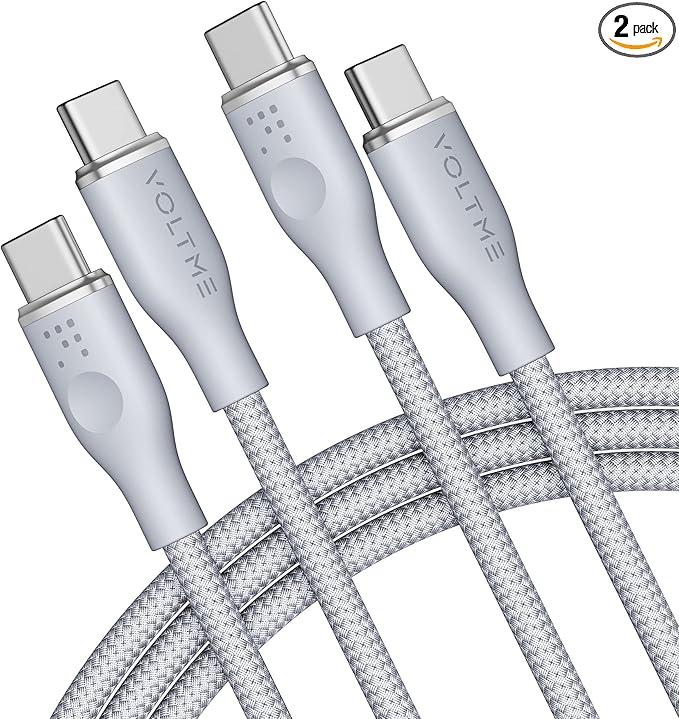 VOLTME USB C Cable (6ft 100W, 2-Pack), Premium Nylon USB C to USB C Cable 2.0, Type C Charging Cable Fast Charge for iPhone 17/16/15 Series,Galaxy S25/S24/S23,MacBook Pro 2020,and More