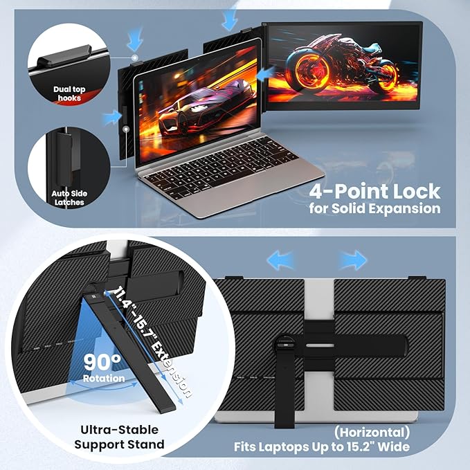 Laptop Screen Extender, 14-Inch Ultra-Thin & Lightweight, 1080P FHD Portable Travel Monitor, Plug & Play, Laptop Extended Monitor Portable for 13-17 Inch Laptops, Compatible with Win/Mac/Chrome/Linux
