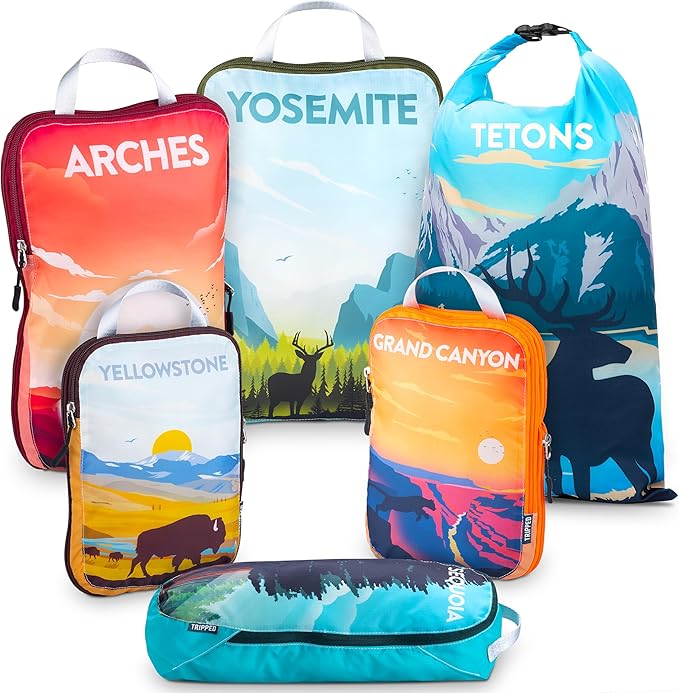 Compression Packing Cubes Set for Travel - Lightweight, Durable Clothes Organizer for Carry-On Luggage and Suitcases by TRIPPED Travel Gear