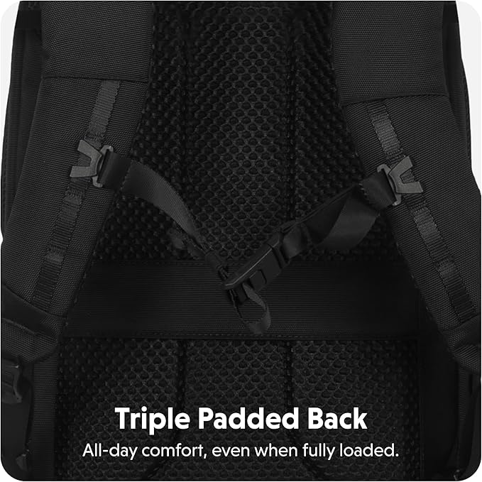 HyperPack 22L Slim Laptop Backpack — 1200D PET Abrasion & Water Resistant Backpack — Anti Theft Backpack w/Charging System, Tracker Pocket, Triple Padded Back (Fits up to 16” Laptop)