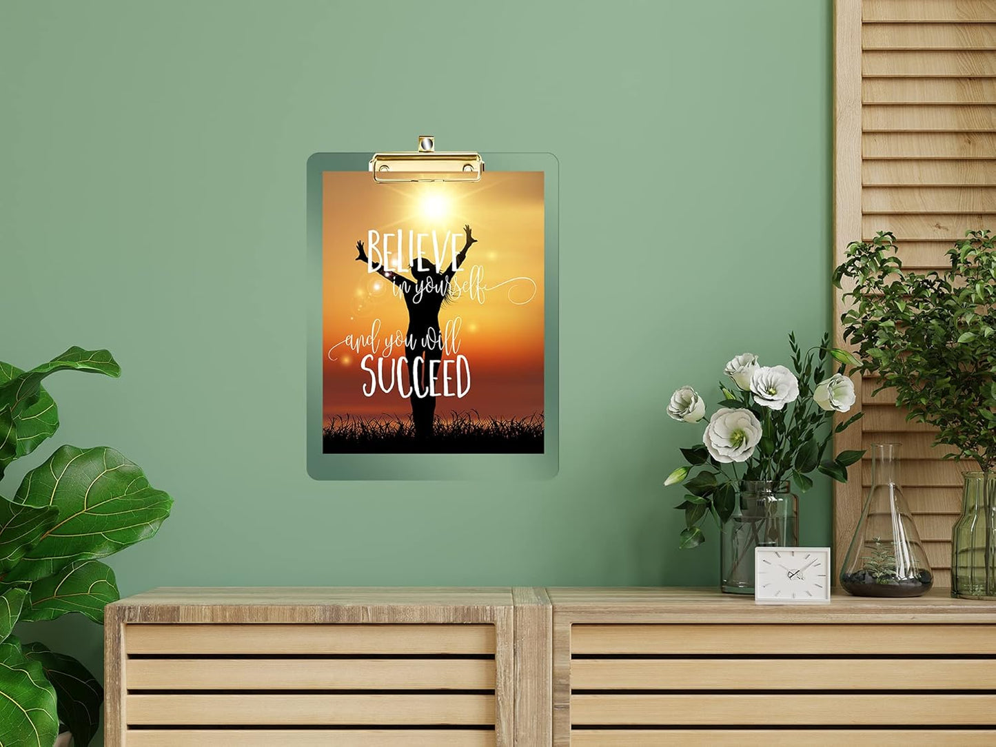 PERFORMORE 6 Pack of Plastic Clipboards, 12” x 9” Clear Acrylic Clipboards with Gold Clip, Durable Stylish Clipboard with Low Profile Clip, Perfect for Home School Classroom Office Events Seminars