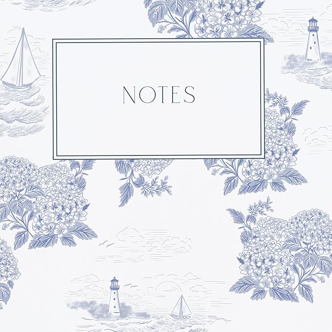 Minted Coastal Toile Notebook, Writing Journal for Notes & Journaling, Durable Paper Cover, Modern, Colorful & Simple Spiral Bound Journal Notebook with 160 Lined Pages, 5.5" x 8.5"
