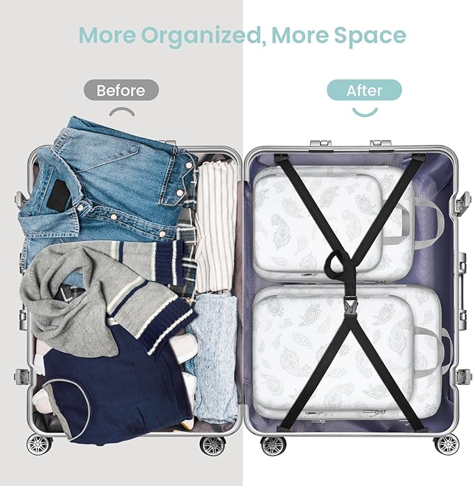 Cambond Compression Packing Cubes for Travel Women - Travel Bags Luggage Organizers Travel Essentials Compression Cubes for Travel Carry on Suitcases Organizer