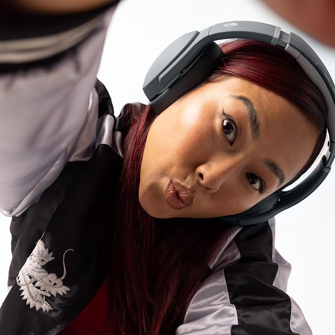 Skullcandy Crusher Evo Wireless Bluetooth Headphones with Extra USB-C Charging Cable, Multi-Sensory Bass, Noise Isolating Over-Ear Fit, 40 Hours Battery, Microphone for iPhone Android - Chill Grey