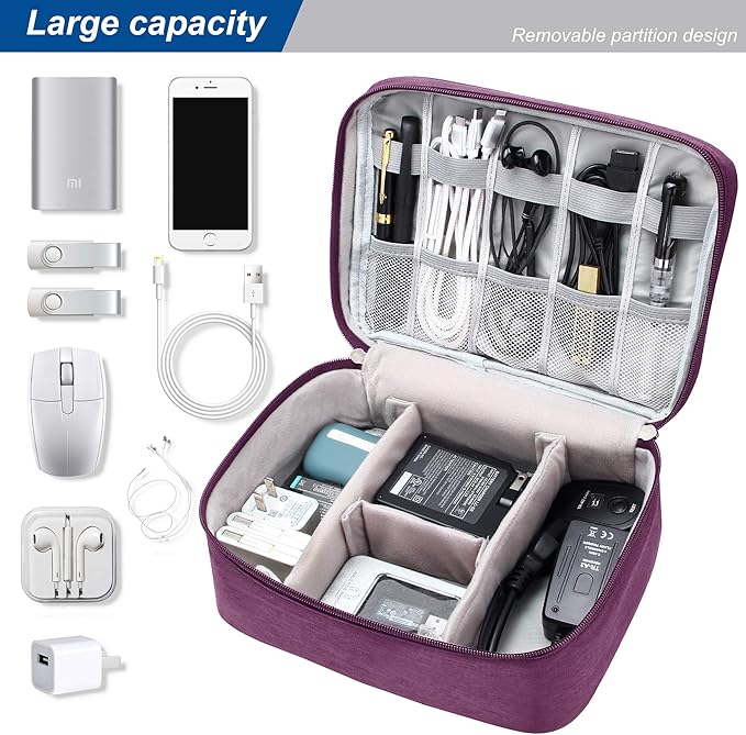 Electronics Organizer Travel Universal Cable Organizer Bag Waterproof Electronics Accessories Storage Cases for Cable, Charger, Phone, USB, SD Card, Hard Drives, Power Bank, Cords