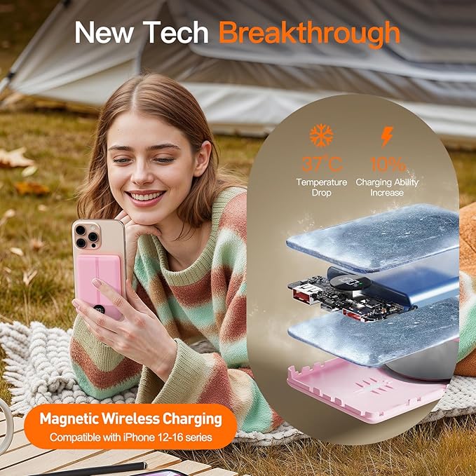 Magnetic Portable Charger, 16800mAh Wireless Power Bank, with 20W USB-C Fast Charging and LED Digital Display Magnetic Battery Pack, Compatible with iPhone 16/15/14/13/12 Full Series (2025)
