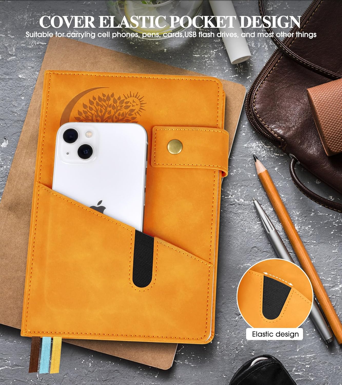 Lined Journal Notebook for Men, A5 Leather Journals for Writing Women, Hardcover Notebooks for Work,School,Note Taking,Travel,Business,Personal daily Diary,200 Page College Ruled (5.9" x 8.4")