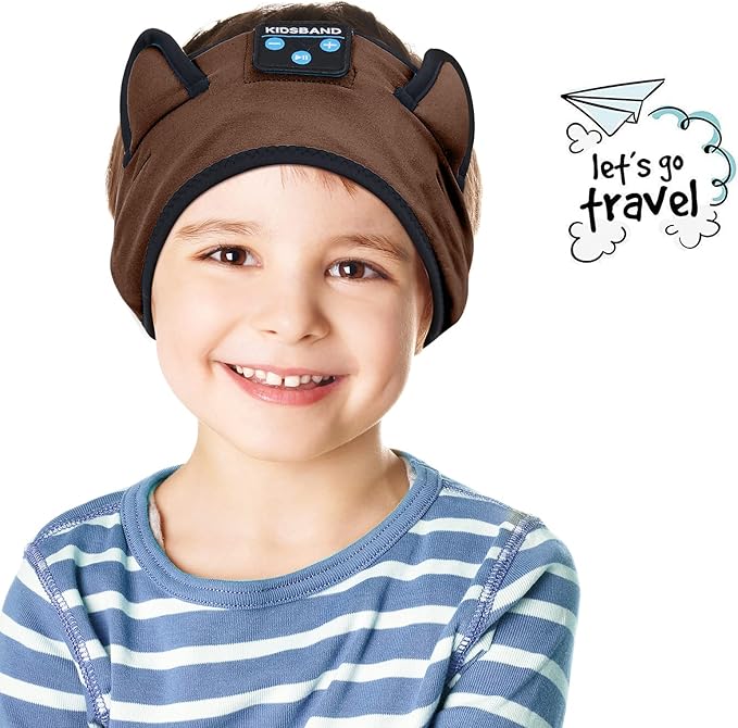 KIDSBAND Kids Headphones, Bluetooth Headphones Adjustable Headband for Kids,Wireless and Wired Playback 3.5 MM Jack for School,Cat Ear Headset for Girls Boys,Kindle Tablet Cellphones Airplane Travel