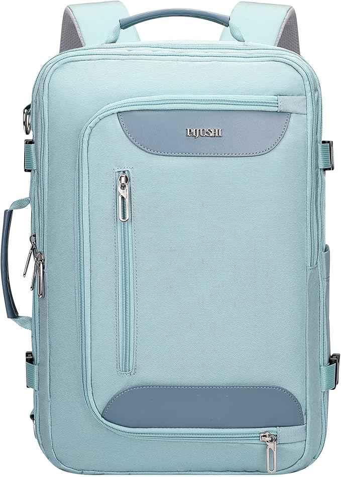 PIJUSHI Travel Backpack for Women Flight Approved Carry on Bag 16 inch Laptop Personal Item Daypack with Shoe Compartment(PE038 Blue)