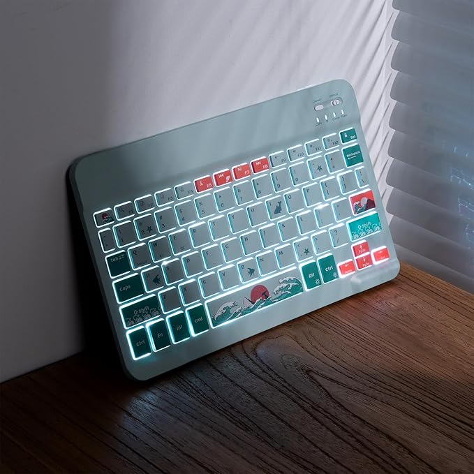 OHY Bluetooth Keyboard, XVX WK80 Portable Travel Keyboard Compatible with Windows, iOS, Android, iPhone, and Tablets-Blue