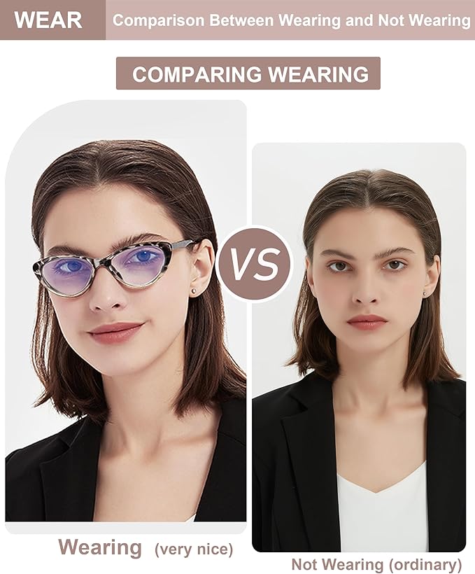 EYEURL Cat Eye Reading Glasses for Women -2 Pack of Blue Light Blocking Readers Spring Hinge Computer Eyeglass with Tortoise/Champagne Pattern Design Readers for women +1.00