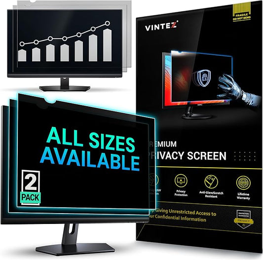 VINTEZ [2 Pack] 27 Inch 16:9 Privacy Screen for Computer Monitor and Laptop - Anti Glare Protector Film Blue Light Filter Eye Protection - Computer Screen Privacy Shield