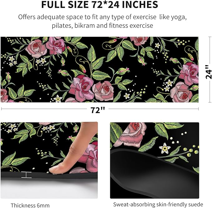 nuveti Yoga Mat Print Extra Thick TPE Non Slip Fitness Exercise Mat with Carrying Bag,72"x24" Extra Thick 6MM Exercise & Workout Mat for Yoga, Pilates Fitness and Floor Exercises