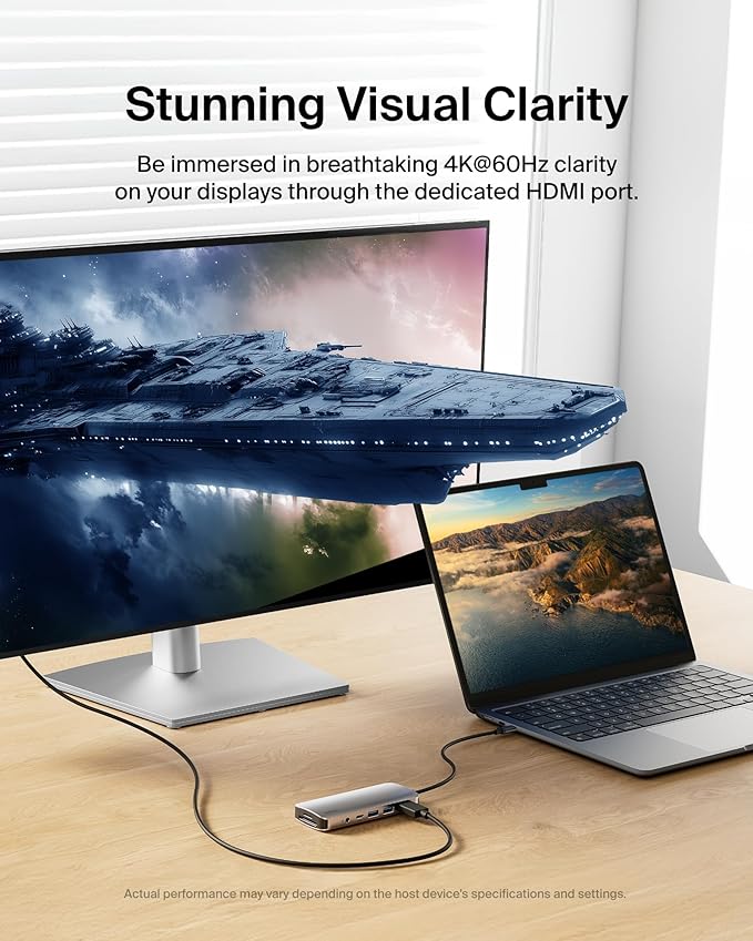 Belkin USB-C Hub, 7-in-1 Multiport Adapter - USB Docking Station with 4K HDMI, USB-C PD 3.0 Port, 2 x USB-A 3.1 Ports, SD Card & MicroSD Card Slots, & 3.5mm Audio Jack for MacBook, Air, iPad Pro, XPS