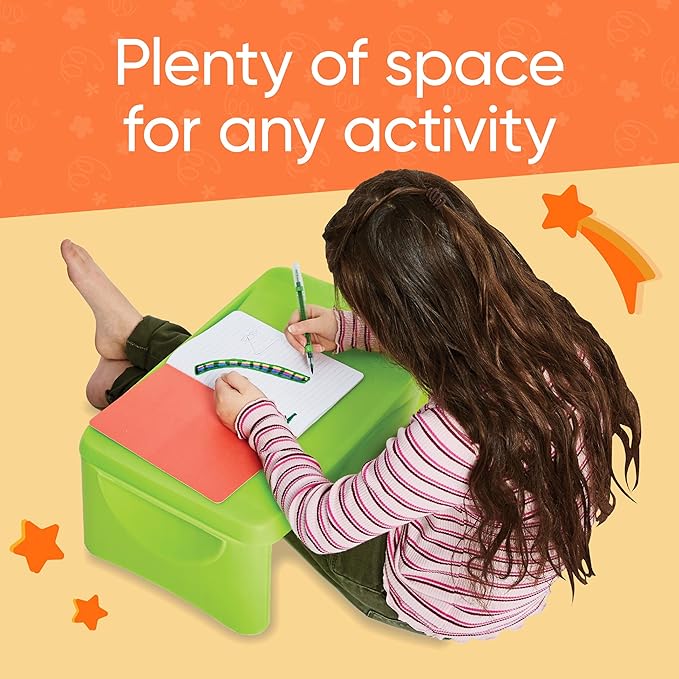 HearthSong Foldable Lap Desk for Kids with Storage - Ideal Floor Desk for Drawing, Studying, Portable Folding Travel Lap Table, Versatile Bed Desk & Lap Tray, Green