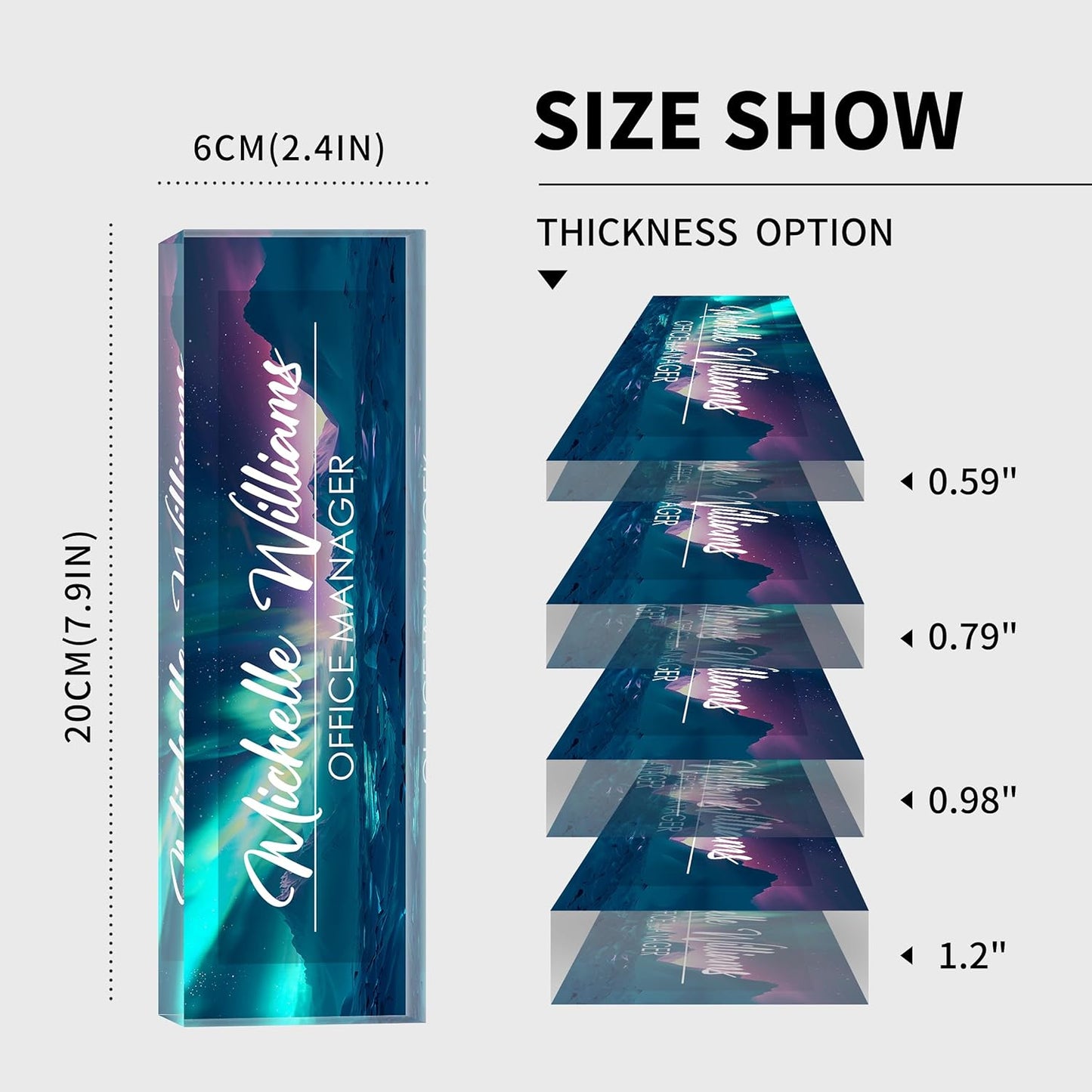 Personalized Name Plate for Desk, Custom Desk Name Plate, Acrylic Name Plate Office Desk Accessories, Personalized Office Gifts for Coworkers Teachers, Employee Appreciation Gifts (Blue Aurora)