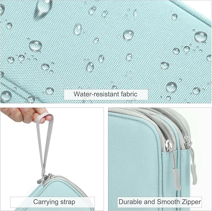FYY Electronic Organizer, Travel Cable Organizer Bag Pouch Electronic Accessories Carry Case Portable Waterproof Double Layers Storage Bag for Cable, Charger, Phone, Earphone, Medium Size- Mint Green