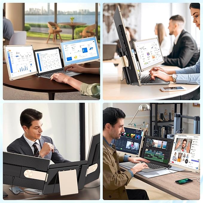 Laptop Screen Extender Portable, Detachable 15.6" FHD 1080P Portable Monitor for Laptops, Triple Laptop Monitor Extender compatiable with Windows, Mac, Android, Chrome, Switch & PS