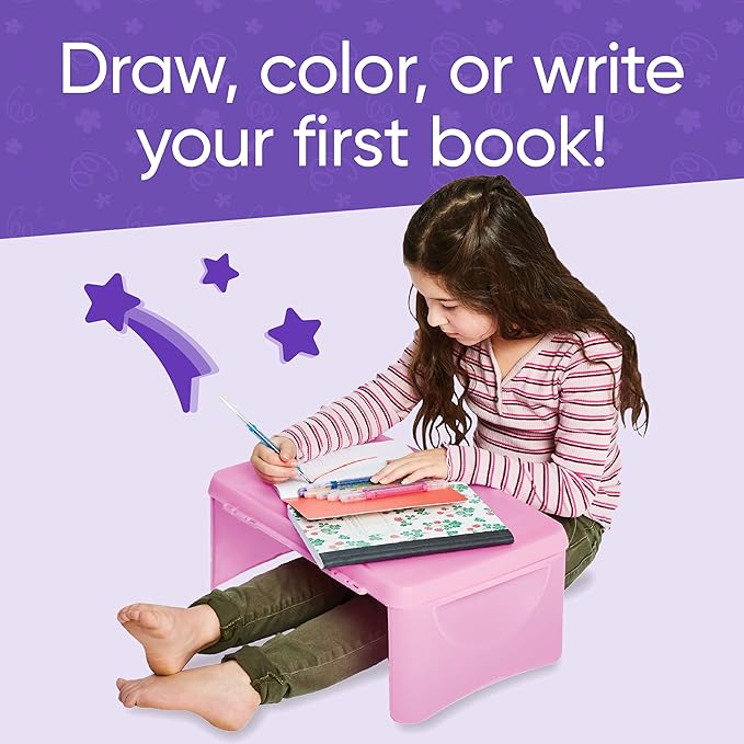 HearthSong Kids’ Portable Folding Lap Desk with Large Storage Activity Tray, 17"L x 12"W x 7½"H, Pink