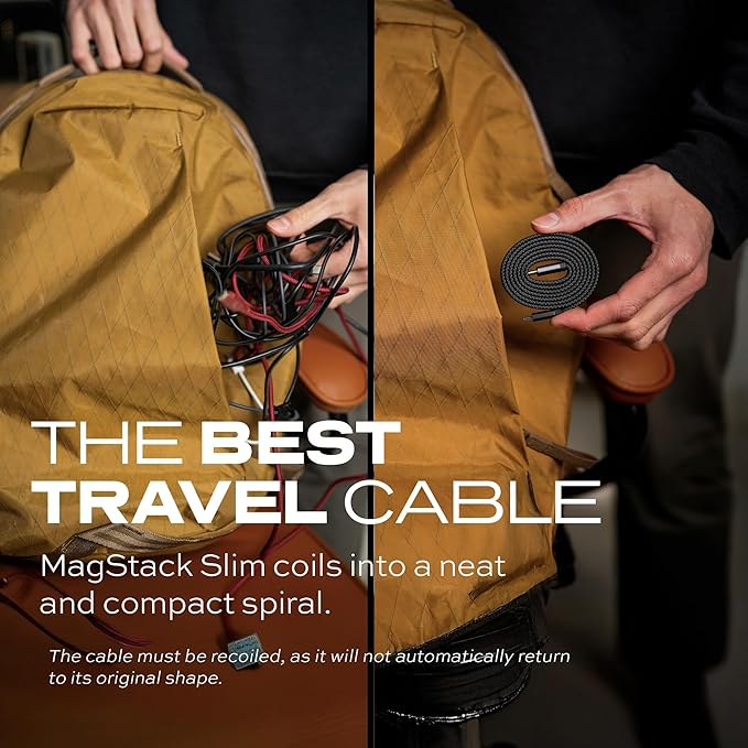 Statik MagStack USB to USB C Cable, Magnetic Anti Tangle Flat A to Type C Charger Fast Charging Cord, Magnetic Charging Cable, Compatible with iPhone 16 Pro Max, 15, Galaxy S24 Ultra, 27W 6FT/2M