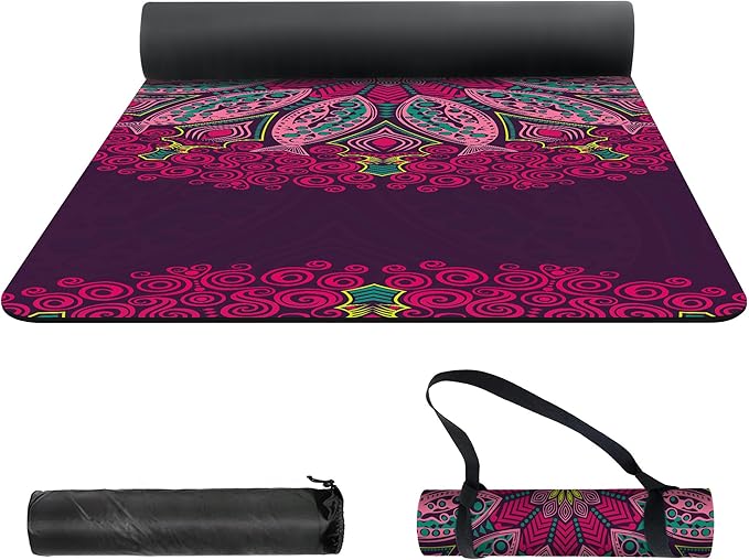 nuveti Yoga Mat Print Extra Thick TPE Non Slip Fitness Exercise Mat with Carrying Bag,72"x24" Extra Thick 6MM Exercise & Workout Mat for Yoga, Pilates Fitness and Floor Exercises