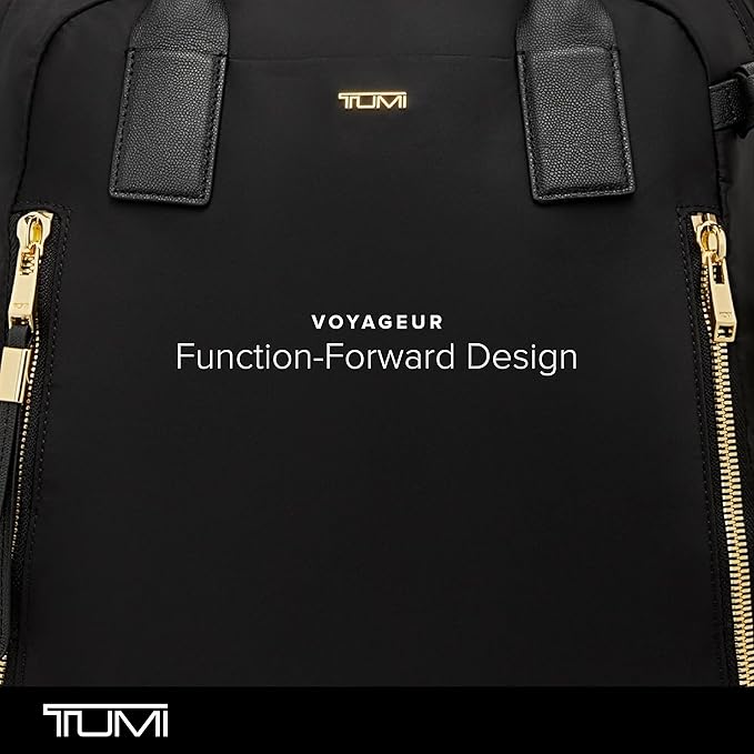 TUMI - Voyageur Atlanta Backpack - Travel Backpack for Women - For Business, Commute - Holds Up to 17" Laptop - Black & Gold Hardware