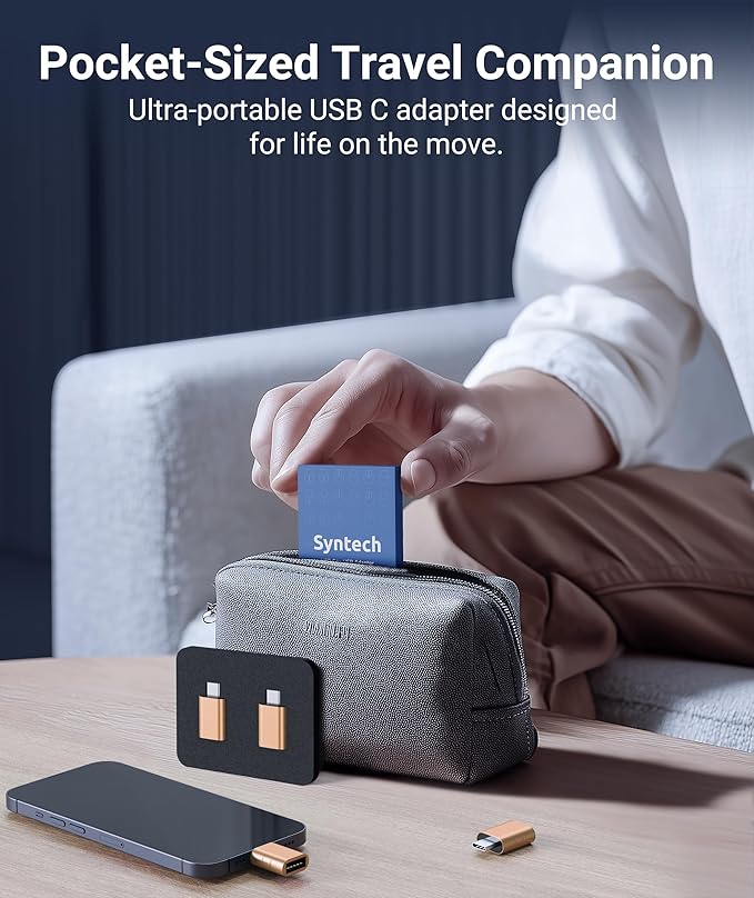 Syntech USB C to USB Adapter [2 Pack] USB C Male to USB3 Female Adapter Compatible with iPhone 17 Pro Max iMac iPad mini/Pro 2021 MacBook Pro Air 2024 and Other Type C Devices, Gold