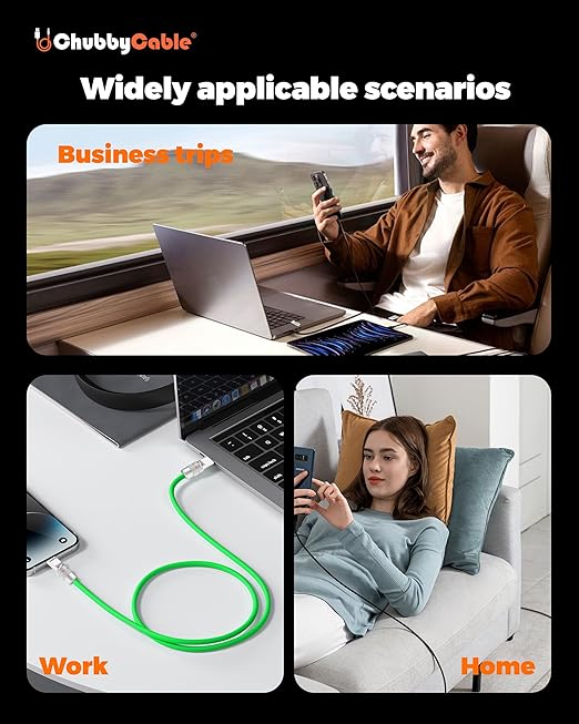 chubbycable Couple Chubby 2-Pack 240W USB C Cable Extra Thick Silicone Fast Charging Cable Compatible with iPhone 17-15 Series iPad Galaxy Series, Blue+Green, Type-C to Type-C, 9.8FT